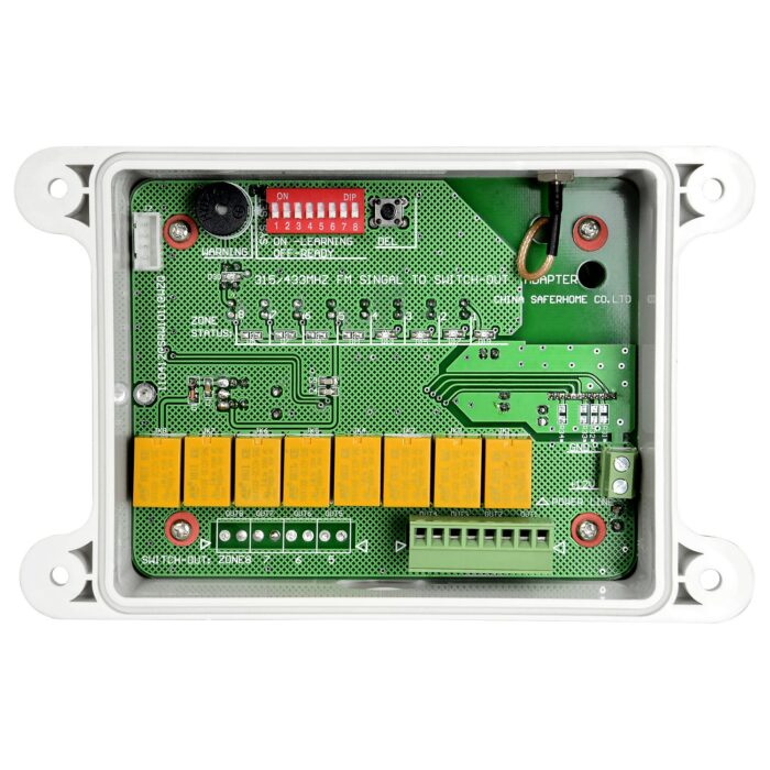 Empfänger von Infrarot-Solarbarrieren - 2 drahtlose Eingänge - 2 verdrahtete Ausgänge - Bis zu 6 Geräte pro Eingang - Dip-Switch - Image 3